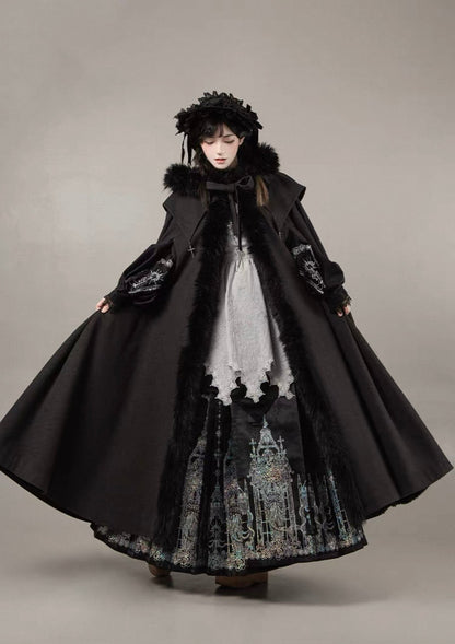 Dark Gothic Hooded Long Cape