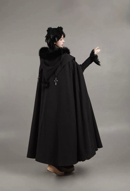 Dark Gothic Hooded Long Cape