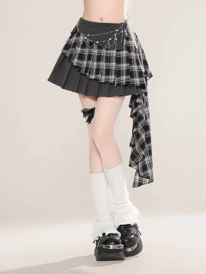 Silver Chain Plaid Pleats