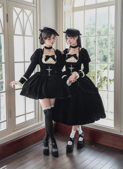 Black Velvet Boned OP