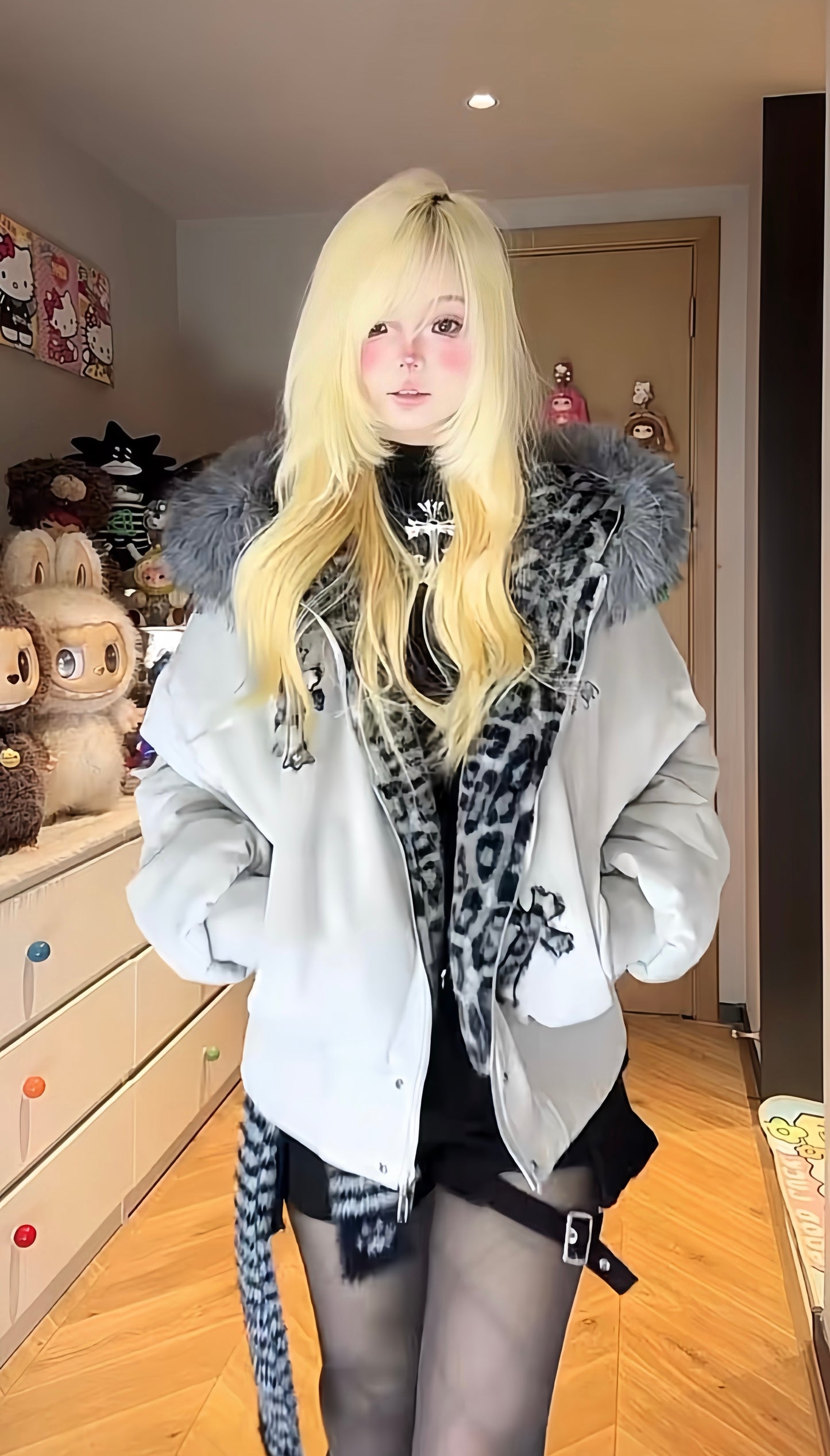 Kawaii Leopard Spot Short Plush Jacket